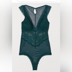 H & M Women’s Lace Bodysuit Dark Green Size Large